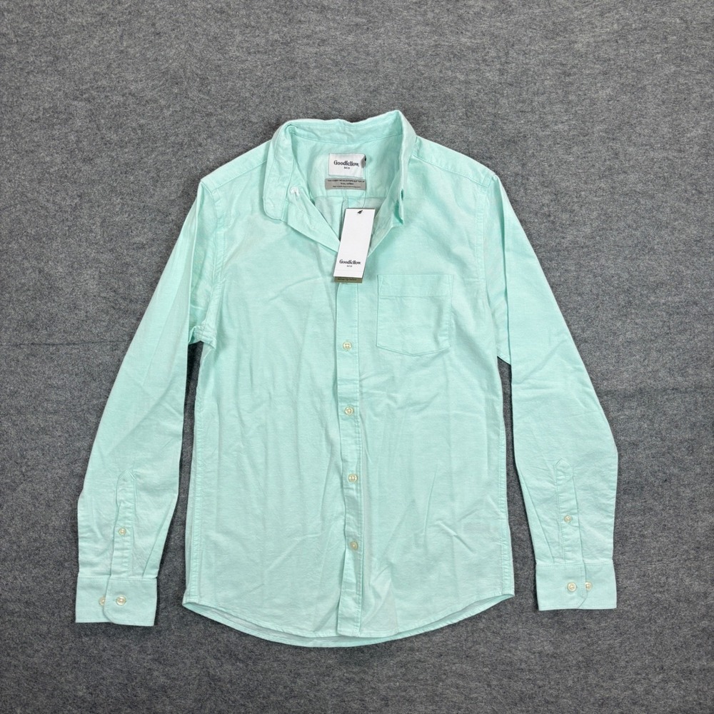 Goodfellow & Co Mens Small Mint Green Slim Fit Every Wear Oxford Button Up Shirt